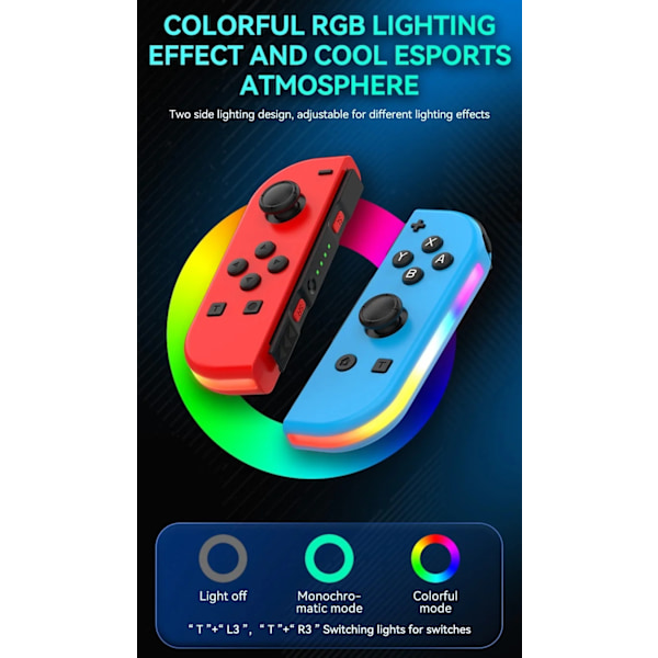 Håndkontroll LED kompatibel med JoyCon Nintendo Switch Hvit White WHITE