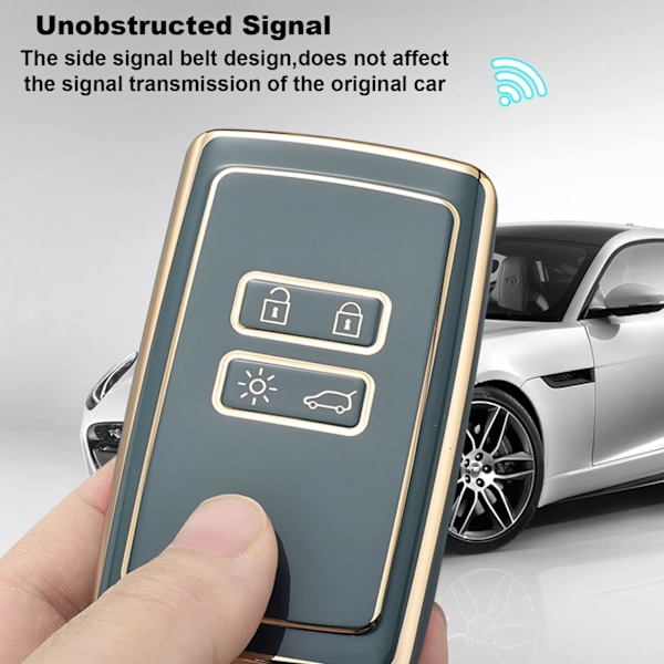 4-knapps Renault Arkana nyckelskydd kompatibelt med Renault Fluence Duster Megane Kadjar Clio TPU silikon nyckelfodral Grått