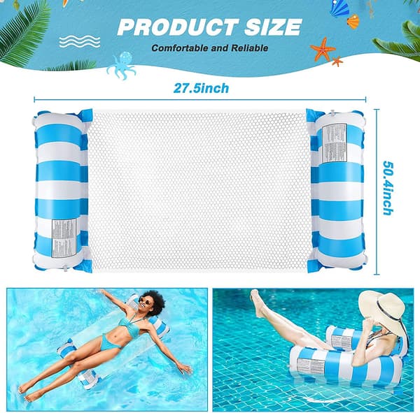 2-pack uppblåsbara poolhängmattor, vattenlounge för strand & simbassänger, kompatibel med (varumärke)[JUN]