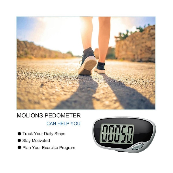 Stegräknare för promenader, exakt pedometer med stor display och bältesklämma för män, kvinnor, barn och seniorer