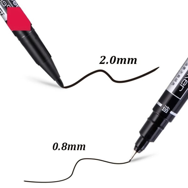 Permanent marker 0,8/2 mm Spids Dobbelthoved Vandtæt Sort Blå Rød Pen Til Student Papir Stål CD Glastøj Farve Kontor Skoleartikler