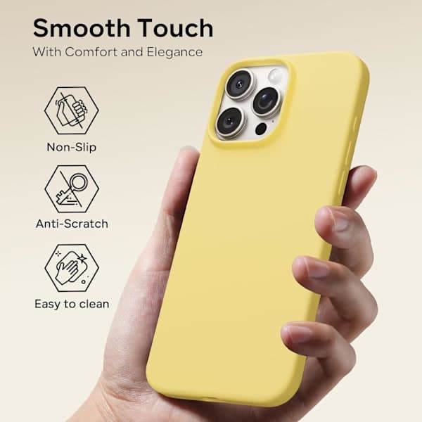 Flytende silikondeksel til iPhone 16 Pro, støtsikker myk full beskyttelse (gul) iPhone 16 Pro Yellow
