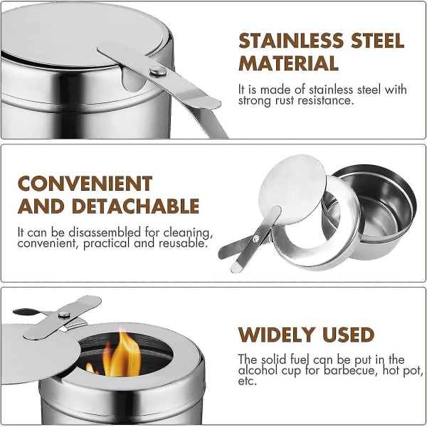 2 stk. for å støtte drivstoff, tekjele i rustfritt stål med drivstofftank og boksvarmerstøtte Varmeplate for buffeter