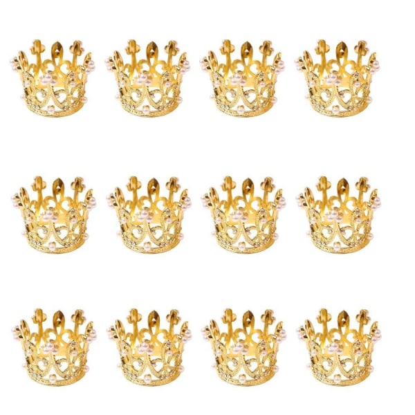 Metall Crown Servetthållare Set med 12 servettringar Guldpäron