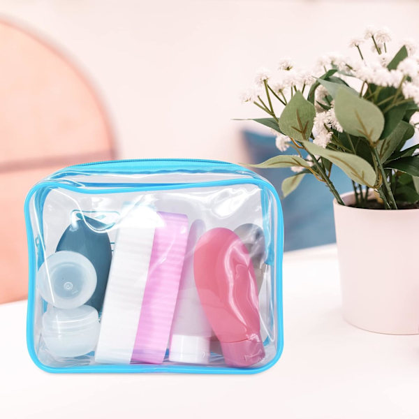 Klar kvarts TSA necessär för flygplatssäkerhet 3PC blue