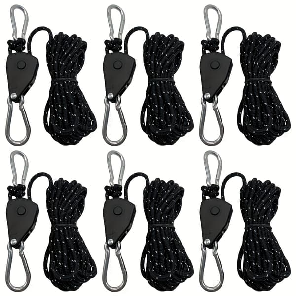 Tältlinsträckare 6-pack med rep 6 Pieces Black