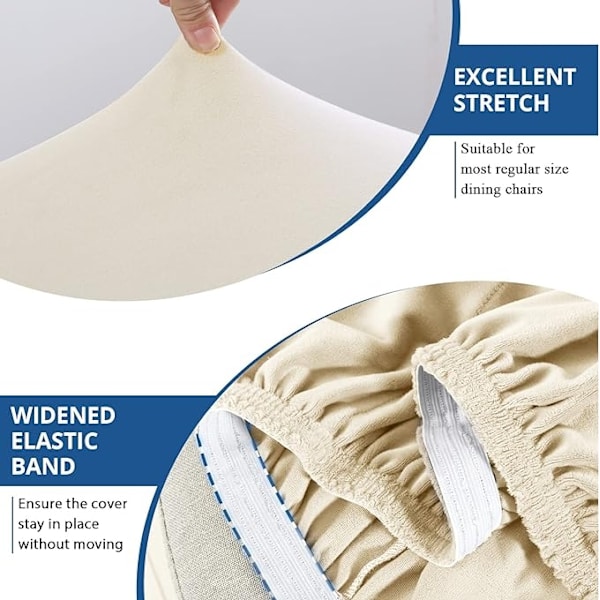 Stolsöverdrag för matstolar, Hög Stretch Sammet Matstolsöverdrag Set om 4, Beige Stolsöverdrag för Kök, Hotell, Bröllop 4 st - WELLNGS