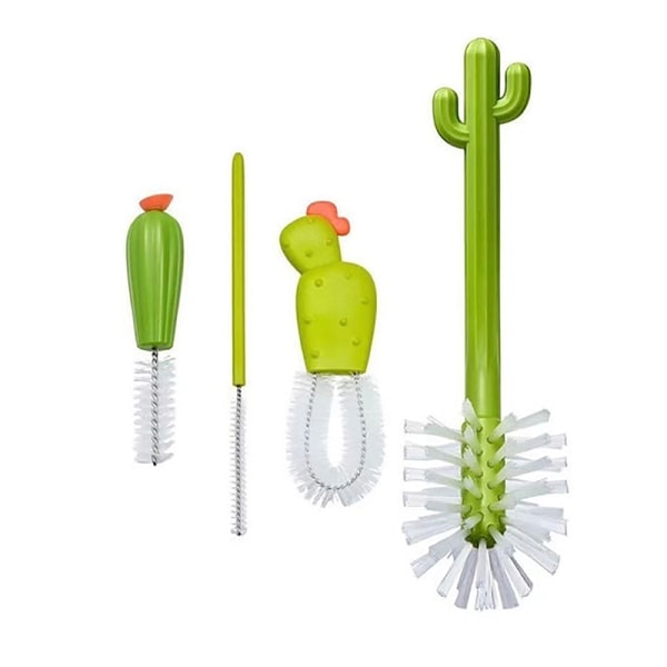 CDQ 4-pack Kaktus Köksborste Set Grönsakstallrik Flask Pottborste Grön