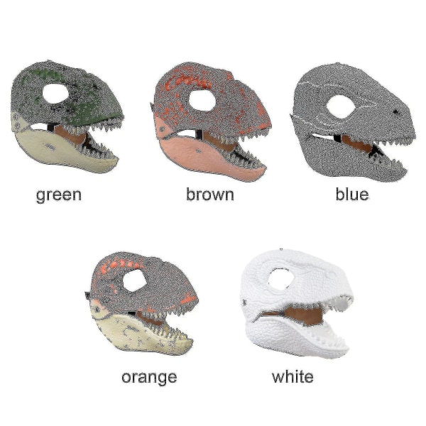 Dinosaurmaske Hovedbeklædning, Jurassic World Dinosaur Legetøj med åbning bevægelig kæbe, velociraptor Maske & tyrannosaurus Rex Maske Bundle Brown