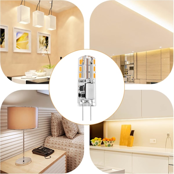 10 st G4 LED-lampor 12V AC/DC Varmvit 3000K 2W, Ej dimbar