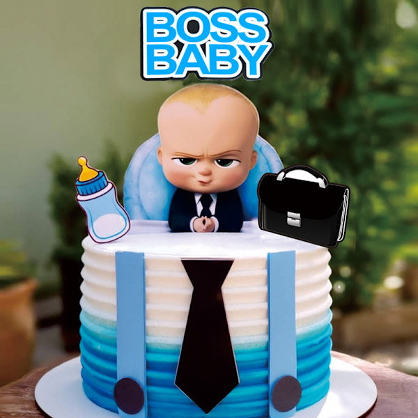 2 stk Cartoon Boss Gratulerer med dagen Kake Topper Søt Baby Boy