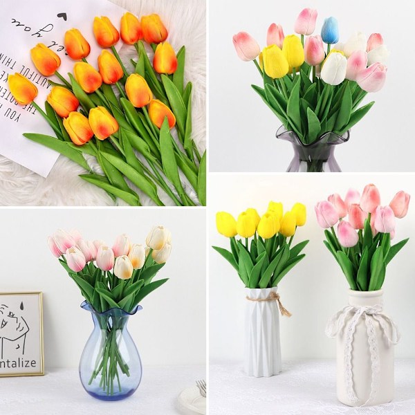 Kunstige Blomster Silke Tulipaner VITA white