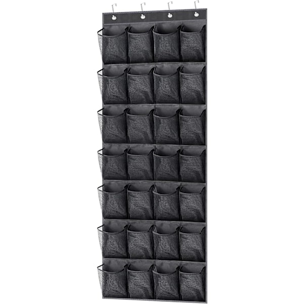 28 Store Lommer Over Dør Skoopbevaring Organizer Garderobe Skohylde Net Hængende Opbevaring Skohænger Holder Organizer Black