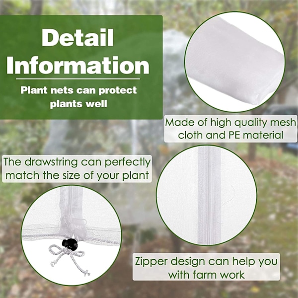 Insektnet til fugle med lynlås, haveplante net til at beskytte planter, frugter og blomster mod insekter og fugle (250 x 250 cm) 250×250cm