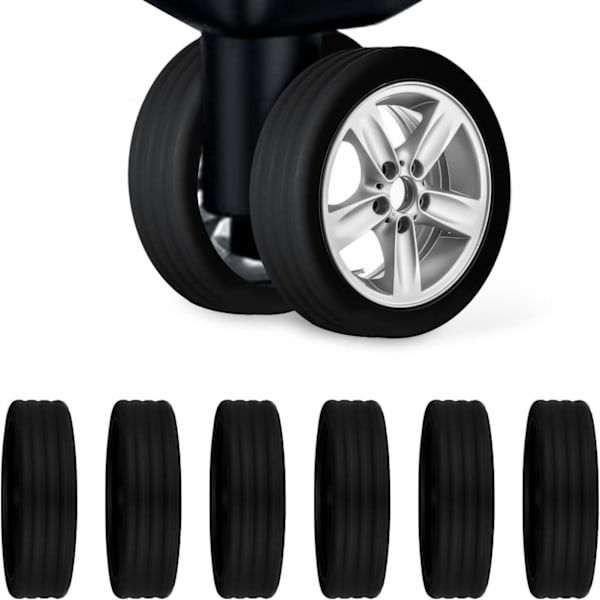 16-pack vattentäta silikonhjulskydd för resväskor [JUN] Black