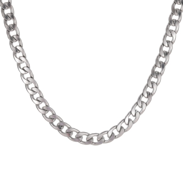Halsband i rostfritt stål för män, nyckelben, kedja, tillbehör, kubansk länk 6mm Width 55cm