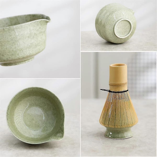 Matcha-sett, Japansk tesett inkludert Matcha-skål med tut, Matcha-holder, Bambus-Matcha og Bambus Photo Color