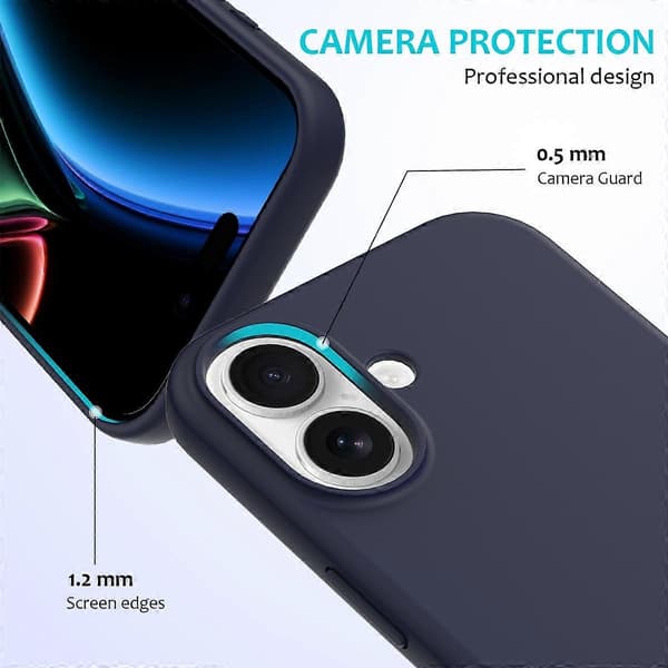 Flytende silikondeksel for iPhone 17 - Midnattsblå og støtsikker [JUN] Midnight Blue Blue