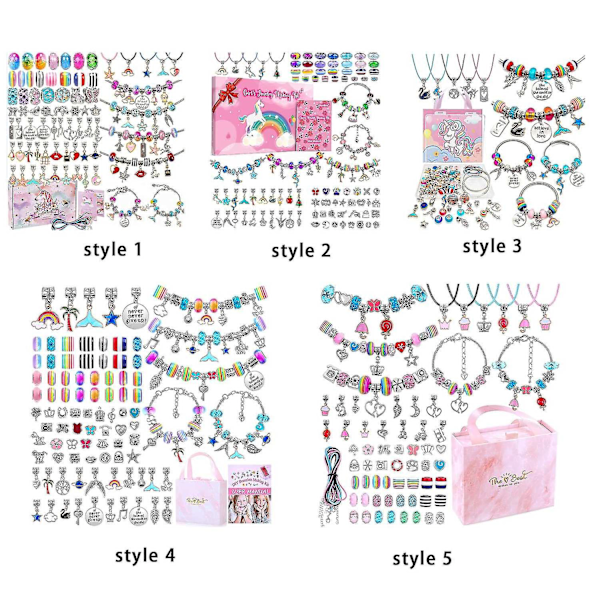 Morsomt armbåndssett for jenter med perler, sjarm og DIY-gave