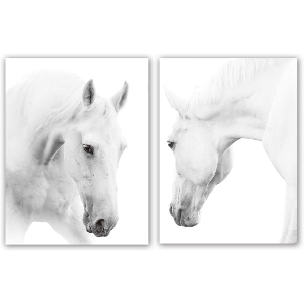 White Horse Wall Art Prints Set om 2 (12 X16"), Wil