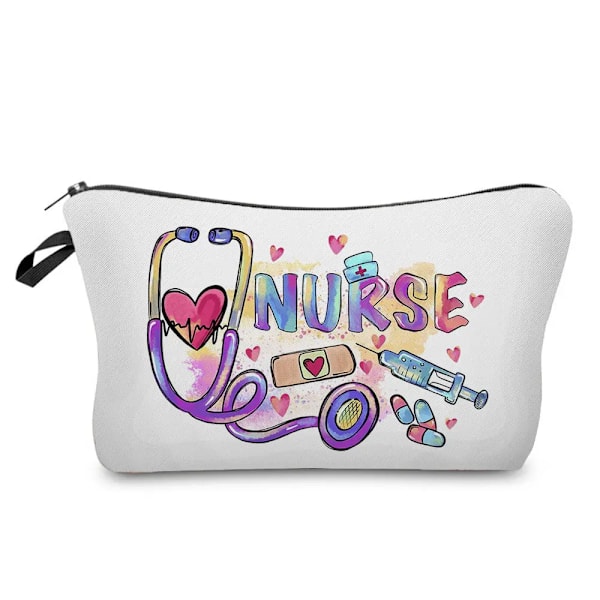 Animerade Tryck Sjuksköterska Kosmetikväska Sjukhus Läkare Present Sminkväska Resor Mini Toalettväska Damväska Organizer Insats hz6980 Nurse Bag