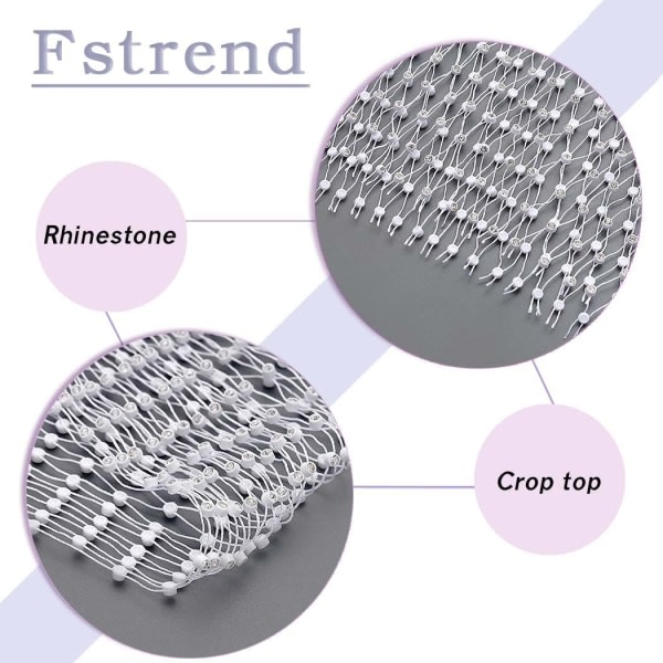 Mesh Crystal Body Chain Sparkly Rhinestone Fishnet Crop Top