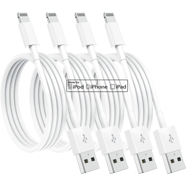 MFi-certifierade 4-pack 2m Lightning-kablar för iPhone 12/11/X[JUN]