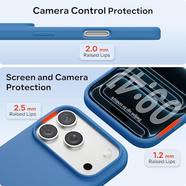 Flytende silikon støtsikkert deksel til 17 Pro, myk full beskyttelse (blå) iPhone 17 Pro Blue