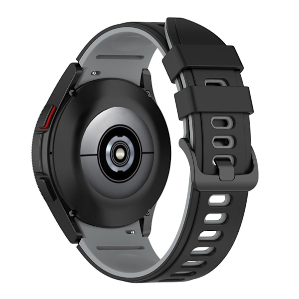 Silikoniranneke Samsung Galaxy Watch 4/5/6 40/44mm / Watch6 Classic 43mm 47mm / 5 Pro 45mm -kelloille Black  Gray
