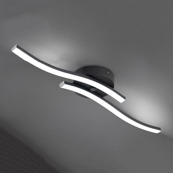 Moderne LED-loftlampe, 14W 1400LM, sort, akryl indendørs belysning, 6500K kold hvid, til soveværelse, stue
