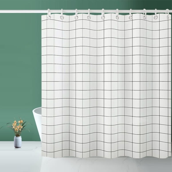 Mesh shower curtain, PEVA shower curtain Lined checkered sho