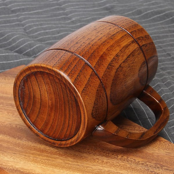 414 ml Stor Träölmugg Bästa Trä Drickmugg Trästop Tankard Ölglas Stein Tekopp Tunna Mugg för Män Kvinnor Kaffemugg Present Vikingamugg