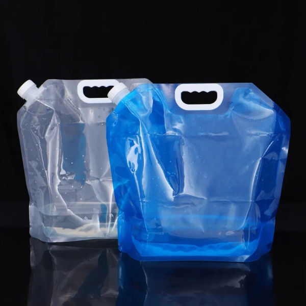5L/10L sammenklappelig vandpose PE smagløs sikkerhedsforsegling Bærbar drikkevandsbeholder Overlevelsesopbevaringspose til campingvandring BBQ 5L Blue No Tap