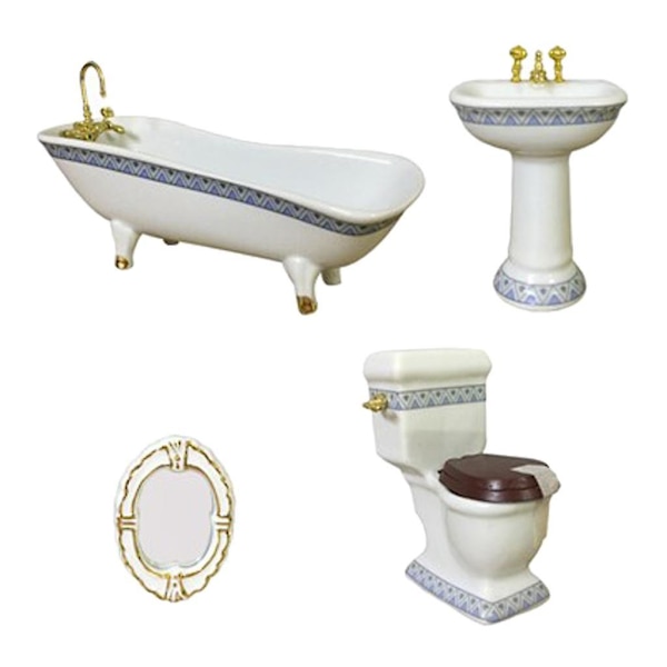 Nukkekotihuonekalut Miniatyyri Kylpyhuoneen Tarvikkeet Setti 4kpl-1:12 Mittakaava