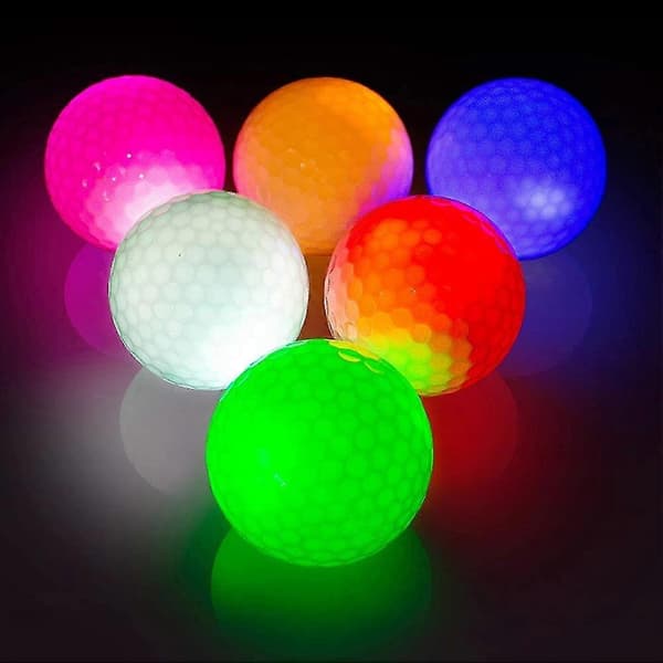 6 kpl Värikkäitä LED-golfpalloja yöpeliin [JUN]