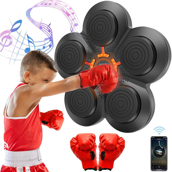 14,6×13 tommer Veggmontert Smart Bluetooth Musikkboksingsmaskin med LED-skjerm & Justerbart Lys, Veggmål Musikkboksing, for Barn