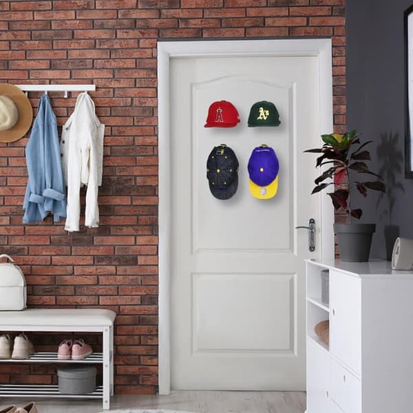 Hat Rack, Set of 8 - Wall Mounted Hat Holders - Hat Hooks - With Screws and Tape - Two Installation Methods - Hat Rack, Clothes Hanger