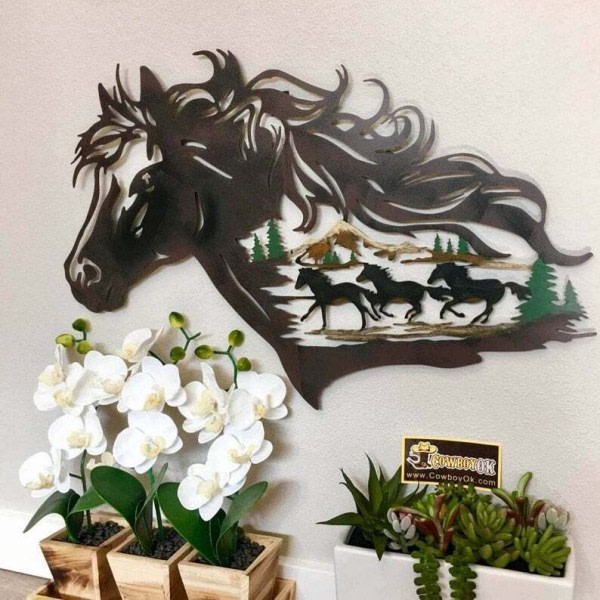 Horse metal wall decoration, metal animal wall decoration,