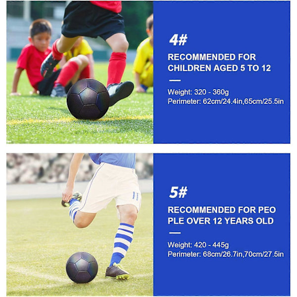 Selvlysende fodbold størrelse 4 & 5 - Lysende bold til natspil og træning [JUN] 4 Multicolor