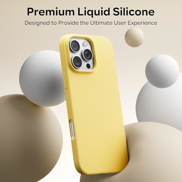 Flytende silikon støtsikkert deksel til iPhone 16 Pro, myk full beskyttelse (gul) iPhone 16 Pro Yellow
