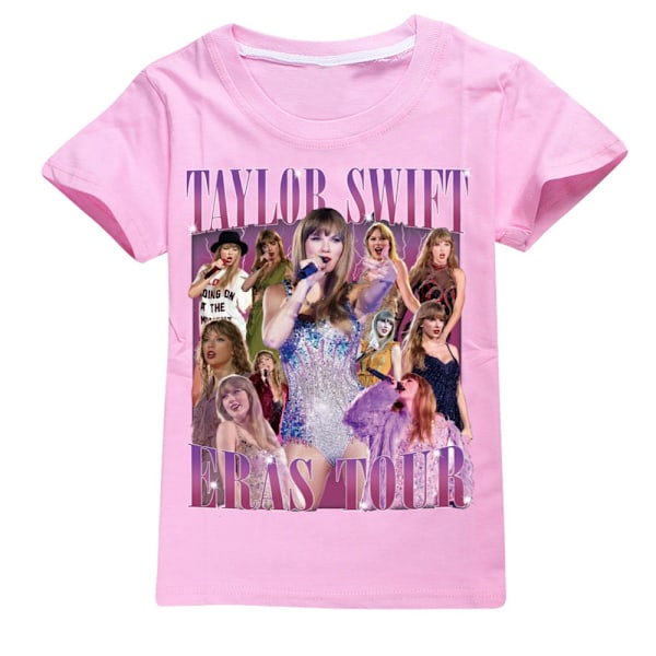 Lasten Taylor Swift -paita Painettu Lyhythihainen T-paita Toppit Swiftie Fanit Konserttilahjat Vaaleanpunainen Pinkki Pink 170cm