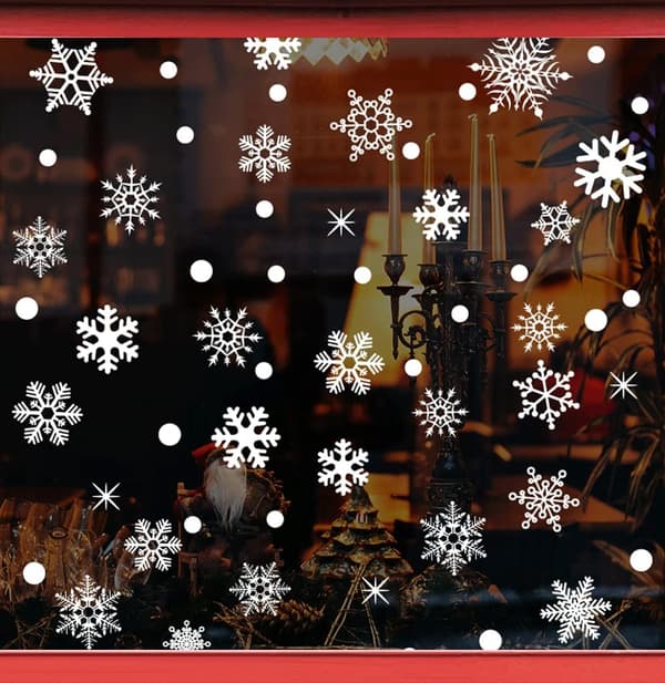 Julevindusklistremerker Snøfnuggdesign Statisk feste PVC-vindusdekorasjon[JUN]