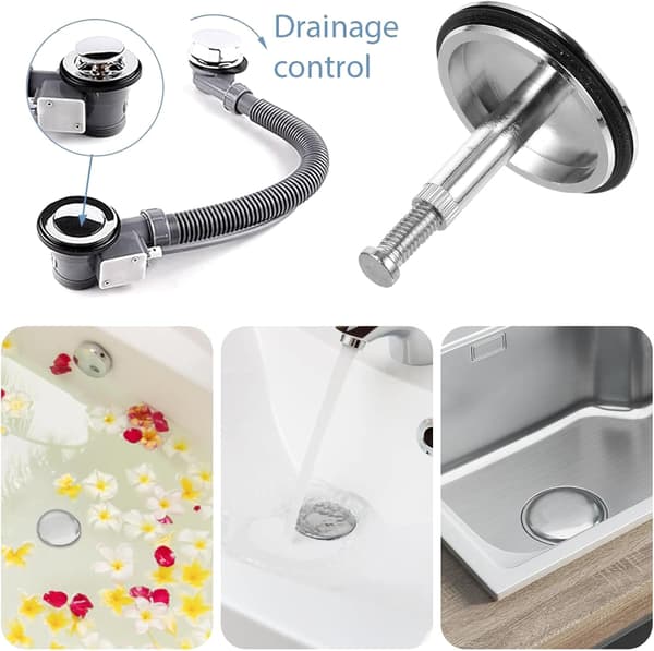 43 mm universal messingavløpsplugg for badekar og vasker, justerbar [JUN]