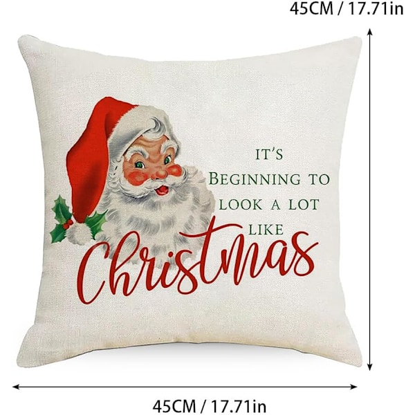 Jul Kuddfodral 45 x 45 cm set om 4 Jul Kuddfodral Julgran Snöscen Lastbil Jultomte Tryck Julgransprydnad Kudde