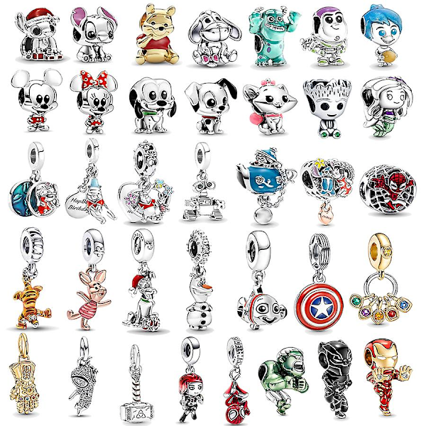 * Spiderman Alloy Henge Tegneserie Puh * Groot Charm Bead Henger DIY Pandora Dame Armbånd Smykker Tilbehør Gaver 29