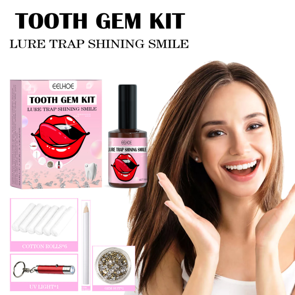 Tand Gem Kit, DIY Tand Gem Kit med hærdende lys og lim, Tand Gems til