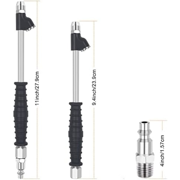 SAFELIFE 1/4\" FNPT forlenget dobbelthodet luftchuck, 14,6\" forlenget tiltlås dekkpumpechuck med grep, 2-veis Connecti 9.4inch