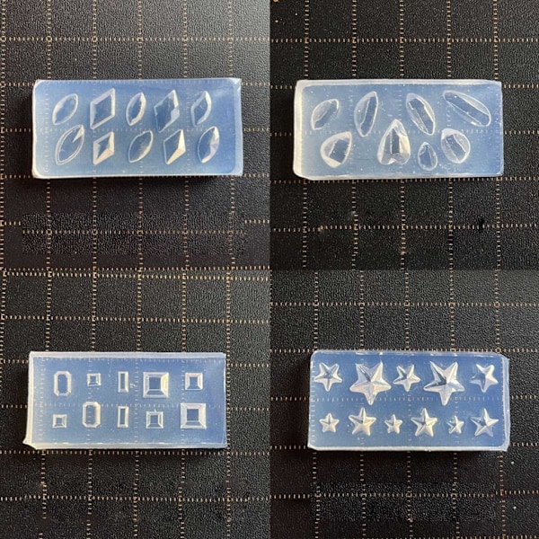 15 st Mini Facetterade Ädelstenshjärta Molds för Nagelkonst Carving Form Lämplig för DIY Nagelkonst Dekoration Tillbehör Verktyg