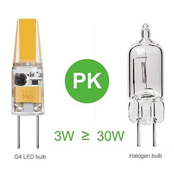 G4 LED-lampa 3W DC/AC 12V Ekvivalent 30W Halogenlampa Varmvit
