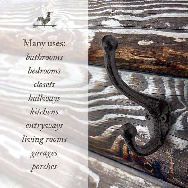 Rustiikkiset valurautaiset seinäkoukut takeille, hatuille ja pyyhkeille (5 kpl)[JUN]